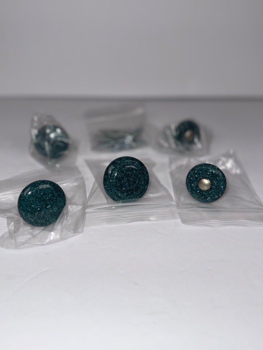 Set of 5 various Drawer Pulls - Blue/Green - New